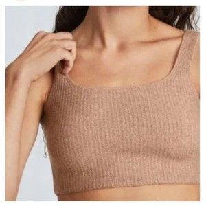 Everlane Tan Ribbed Crop Top